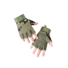 Перчатки армейские беспалые BlackHawk, военные тактические без пальцев зеленые (олива) с камуфляжем - изображение 2