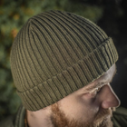 Тактична зимова M-Tac в'язана шапка 100% акрил Olive, тактична військова шапка колір олива для ЗСУ! - зображення 9