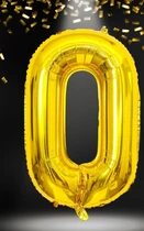 Цифра шар фольгированная надувная 0 золото Slim 100 см