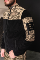 Кофта флисовая мужская военная тактическая с липучками под шевроны ВСУ (ЗСУ) Пиксель 8032 50 размер черная - изображение 3