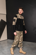 Кофта флисовая мужская военная тактическая с липучками под шевроны ВСУ (ЗСУ) Пиксель 8032 50 размер черная - изображение 7