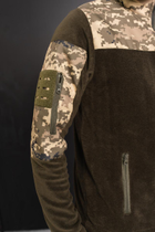 Кофта флісова чоловіча військова тактична з липучками під шеврони ЗСУ Піксель 8028 54 розмір хакі - зображення 5