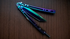 Нож Бабочка Танто Катана Градиент (цветной) Хамелеон MinocSteel - изображение 7