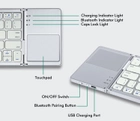 Сложная портативная аккумуляторная Bluetooth-клавиатура Mcbazel с сенсорной панелью для мобильных устройств. Цвет - Бело-серебристый ( ENG - UA ) - изображение 3