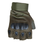 Універсальні тактичні рукавиці Oakley замшеві безпалі Оливкові М - зображення 2