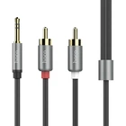 Аудіокабель HOCO UPA10 3.5mm male to double lotus RCA, TPE, 1.5m, Metal Gray 6957531078142