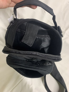 Сумка на плече нагрудна Чорний з регульованим ременем кишені на блискавці для зберігання документів мобільного телефону ключів для відпочинку на природі - зображення 4