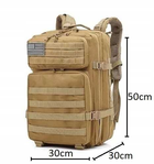 Рюкзак сумка на плечі 45 л Койот із двома широкими лямками ручкою для перенесення базою для модульної системи Molle для виживання мілітарі кемпінгу риболовлі - зображення 8