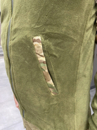 Армейская Кофта флисовая Kafkas, теплая, размер L, Олива, вставки Мультикам на рукава, плечи, карманы - изображение 4
