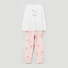 Piżama dziecięca (longsleeve + spodnie) OVS 1629989 104 cm Ecru/Różowy (8052147517844) - obraz 1