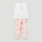 Піжама дитяча (футболка з довгими рукавами + штани) OVS 1629989 134 см Off-White/Pink (8052147517899) - зображення 1