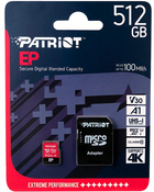 Patriot EP Pro microSDXC 512GB UHS-I A1 U3 V30 + adapter (PEF512GEP31MCX) - obraz 3