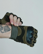 Тактические перчатки Oakley армейские военные с открытыми пальцами и костяшками Khaki/ М - изображение 1