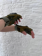 Тактические перчатки Oakley армейские военные с открытыми пальцами и костяшками Khaki/ М - изображение 4