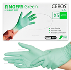 Нитриловые перчатки Ceros, плотность 3.5 г. - Green - Зеленые (100 шт) XS (5-6) - изображение 1