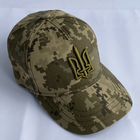 Бейсболка тактическая VladAltex ОГ 57-58 см кепка летняя с вышивкой 3D герба 419-46 пиксель зсу хаки - изображение 3