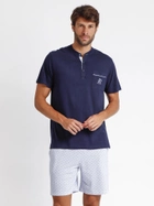 Піжама (футболка + шорти) чоловіча бавовняна Admas Classic 60252 M Блакитна (8433623655944) - зображення 1