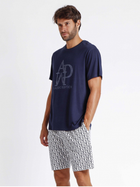 Піжама (футболка + шорти) чоловіча бавовняна Admas Classic 60254 L Темно-синя (8433623657429) - зображення 3