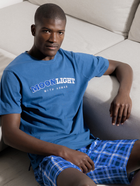 Піжама (футболка + шорти) чоловіча бавовняна Admas 60259 S Блакитна (8433623662522) - зображення 4