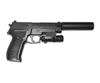 Страйкбольний пістолет Sig Sauer 226 Galaxy G26A з глушником та прицілом метал чорний - изображение 3