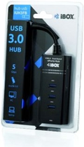 Hub USB iBox 4 x USB 3.0 5000 Mbit/s Czarny (5901443050384) - obraz 3