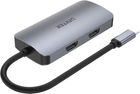 USB-хаб Unitek uHUB P5 Trio 5-in-1 USB-C Hub with MST Triple Monitor and 100W Power Delivery (D1051A) - зображення 2