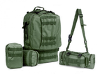 Тактический рюкзак армейский Camo Tactics 55л с отстегивающимися сумками, Стропы МОЛЛЕ Oliva - изображение 5