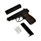 Дитячий страйкбольний пістолет з глушником Макарова ПМ Galaxy G29A метал, пластик стріляє кульками 6 мм Чорний - зображення 3