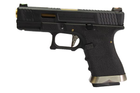 Страйкбольний пістолет WE Glock 19 Custom (Black Slide and Gold Barrel) Black (Страйкбол 6мм) - зображення 1