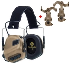 Навушники Активні для стрільби Earmor M31 Койот Brown + Premium кріплення на шолом універсальне (127713) - зображення 1