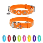 Ошейник для собак крупных пород кожаный WAUDOG Glamour оранжевый XL, 46–60 см, 35 мм, светонакопительный/светоотражающий, с QR паспортом, дизайн «Звёздочка», арт. 35884