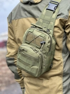 Однолямочный городской рюкзак барсетка сумка слинг Tactic с системой molle на 7 л Olive (095-olive) - изображение 1