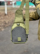Однолямочный городской рюкзак барсетка сумка слинг Tactic с системой molle на 7 л Olive (095-olive) - изображение 8