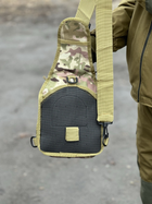 Однолямочный городской рюкзак барсетка сумка слинг Tactic с системой molle на 7 л Multicam (095-multic) - изображение 7