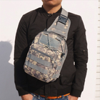 Чоловіча тактична сумка рюкзак на одній лямці METR+ армійська барсетка 28х18х13 см Піксель - зображення 1