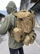 Тактический военный рюкзак с подсумками Military военный рюкзак водоотталкивающий 50 л 52 х 32 х 22 см Койот - изображение 3