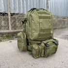Тактичний військовий рюкзак з підсумками Military військовий рюкзак водовідштовхувальний 50 л 52 х 32 х 22 см Олива - зображення 10