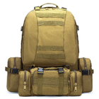Тактичний військовий рюкзак з підсумками Military військовий рюкзак водовідштовхувальний 50 л 52 х 32 х 22 см Койот - зображення 12