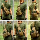 Рюкзак тактический на одно плечо AOKALI Outdoor A14 20L Sand военный - изображение 9