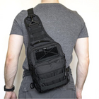 Якісна тактична сумка, укріплена чоловіча сумка, рюкзак тактична слінг. Колір чорний - зображення 4