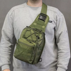 Качественная тактическая сумка, укрепленная мужская сумка рюкзак тактическая слинг. Цвет: хаки - изображение 5