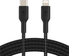 Kabel Belkin USB-C do Lightning w oplocie 1m Czarny (CAA004BT1MBK) - obraz 1