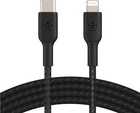 Кабель Belkin USB-С — Lightning Braided 1 м Black (CAA004BT1MBK) - зображення 1