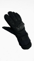 Тактичні зимові рукавички на хутрі чорні M - зображення 2