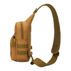 Тактична сумка-рюкзак слінг через плече для військових (бежева) - зображення 4