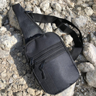Универсальная сумка тактическая нагрудная, сумка с кобурой из плотной ткани через плечо Черная - изображение 8