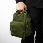Універсальна сумка тактична нагрудна, військова сумка із щільної тактичної тканини через плече Хакі - зображення 3