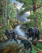 Алмазная мозаика Мишки на охоте 40x50см DM-062