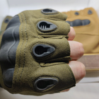 Перчатки тактические без пальцев оливковые размер L - изображение 5