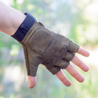 Тактичні рукавички короткопалі (відкриті, без пальців) з гербом хакі М - зображення 5